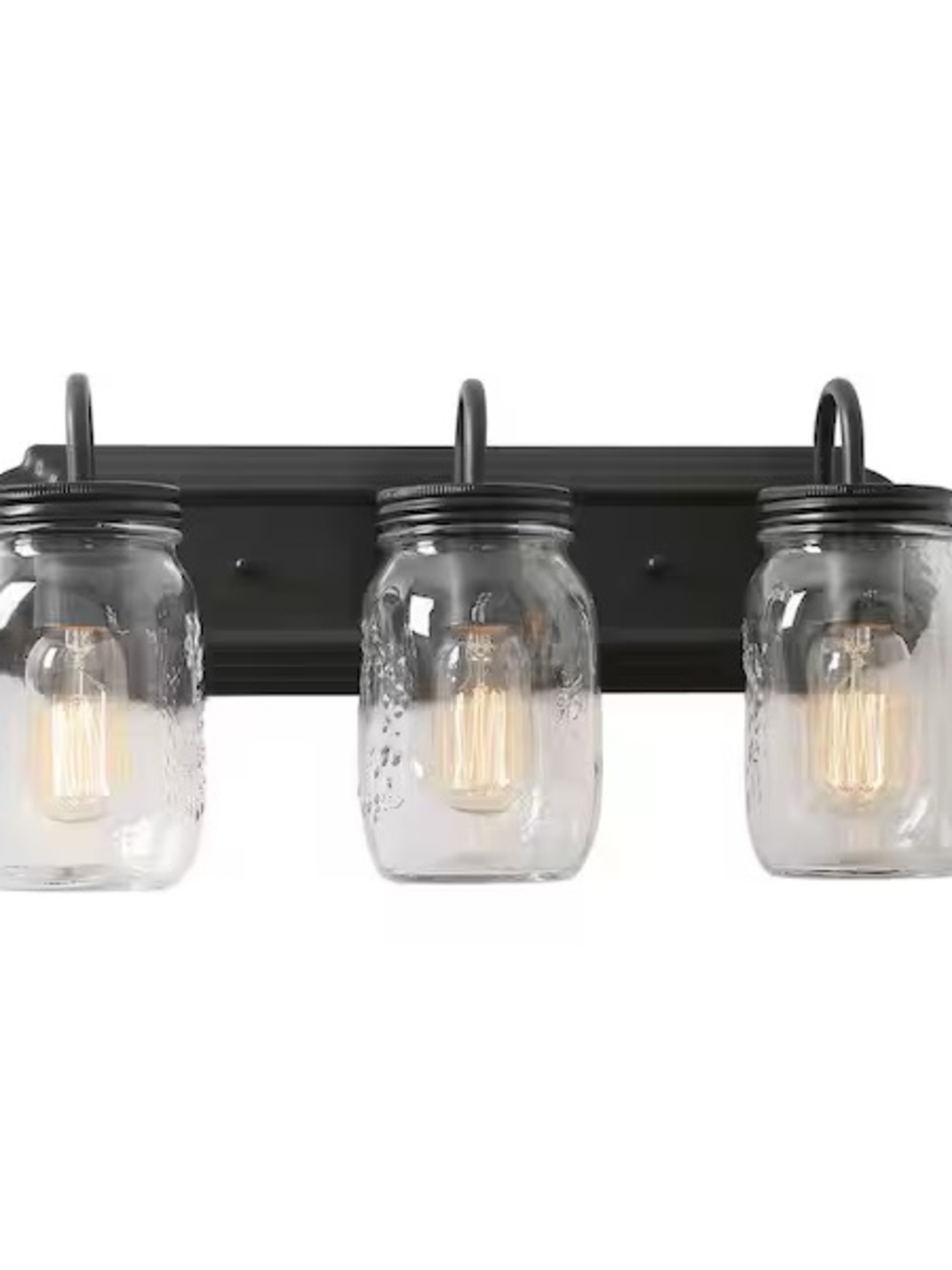 LNC Home Matte Black 3-Light Bathroom Vanity Light with Clear Glass Shades